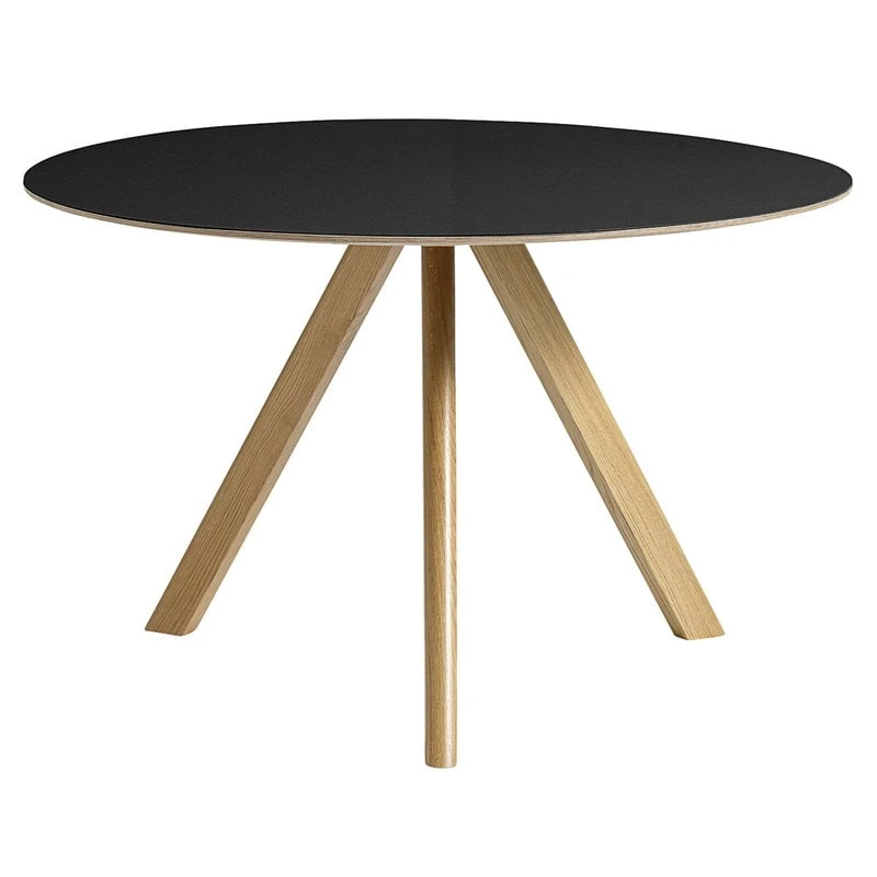 HAY Table Ronde CPH20, 120 cm, Chêne Laqué - Linoléum Noir 1 HAY Table Ronde CPH20, 120 cm, Chêne Laqué - Linoléum Noir