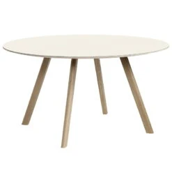 HAY Table Ronde CPH25, 140 cm, Chêne Savonné - linoléum Blanc Cassé