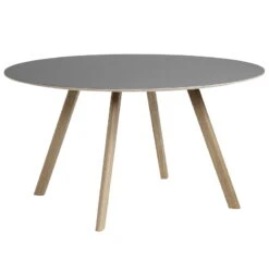 HAY Table Ronde CPH25, 140 cm, Chêne Savonné - linoléum Gris