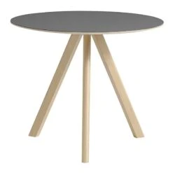HAY Table Ronde CPH20, 90 cm, Chêne Laqué - Linoléum Gris