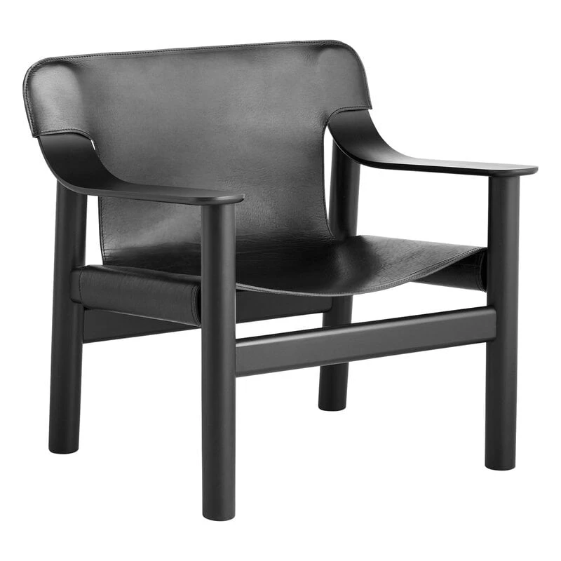 HAY Fauteuil Lounge Bernard, Chêne Noir - Cuir Noir 1 HAY Fauteuil Lounge Bernard, Chêne Noir - Cuir Noir