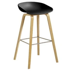 HAY Tabouret About A Stool AAS32, 74 cm, Chêne Laqué - Noir