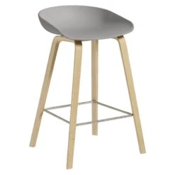 HAY Tabouret About A Stool AAS32, 64 cm, Chêne Savonné - Gris Béton