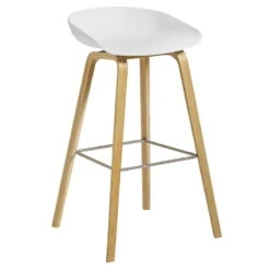HAY Tabouret About A Stool AAS32, 74 cm, Chêne Laqué - Blanc