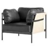 HAY Fauteuil Can, Cuir Noir - toile Naturelle - cadre Noir