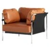HAY Fauteuil Can, Cuir Cognac - toile Noire - cadre En Chrome