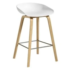 HAY Tabouret About A Stool AAS32, 64 cm, Chêne Laqué - Blanc