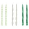HAY Bougies Long Twist, Lot De 6, Menthe - gris Clair - vert