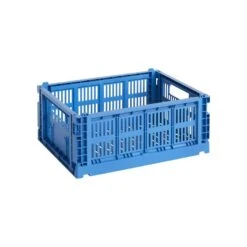 HAY Colour Crate, M, Plastique Recyclé, Bleu électrique