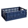 HAY Colour Crate, L, Plastique Recyclé, Bleu Foncé