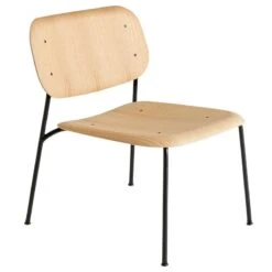 HAY Fauteuil Lounge Soft Edge 100, Noir - Chêne Laqué