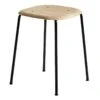 HAY Tabouret Soft Edge 70, Noir - Chêne Laqué