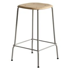 HAY Tabouret De Bar Soft Edge 80, 65 cm, Soft Grey - Chêne Laqué
