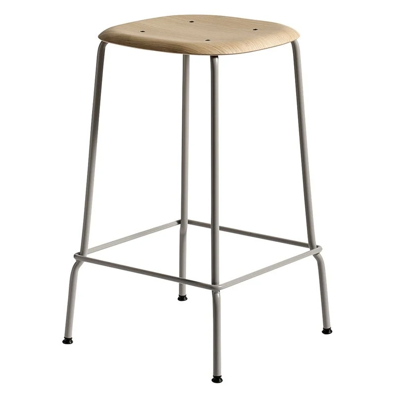 HAY Tabouret De Bar Soft Edge 80, 65 cm, Soft Grey - Chêne Laqué 1 HAY Tabouret De Bar Soft Edge 80, 65 cm, Soft Grey - Chêne Laqué