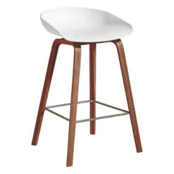 HAY Tabouret About A Stool AAS32, 65 cm, Noyer Laqué - blanc