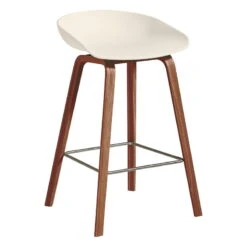 HAY Tabouret About A Stool AAS32, 65 cm, Noyer Laqué - blanc Crème