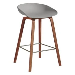 HAY Tabouret About A Stool AAS32, 65 cm, Noyer Laqué - Gris Béton