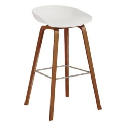 HAY Tabouret About A Stool AAS32 Eco, 75 cm, Noyer Laqué - blanc
