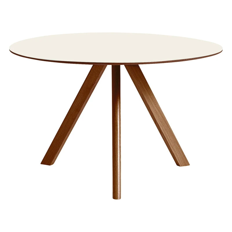 HAY Table Ronde CPH20, 120 cm, Noyer Laqué - Linoléum Blanc Cassé 1 HAY Table Ronde CPH20, 120 cm, Noyer Laqué - Linoléum Blanc Cassé