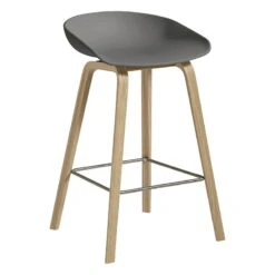 HAY Tabouret About A Stool AAS32, 65 cm, Chêne Laqué - Gris
