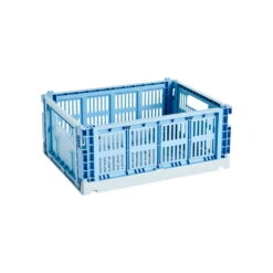 HAY Colour Crate Mix, M, Plastique Recyclé, Bleu Ciel