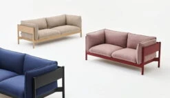 HAY Canapé Arbour 2 Places, Quadrillage Linen Beige Foncé - Hêtre No -Hay Magasin Arbour 2 Seater Re wool 648 wine red wb lacquer beech Arbour 2 Seater Linen Grid dark beige oiled waxed oak