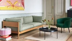 HAY Fauteuil Lounge Dorso, Noir - Olavi 16 10 HAY Fauteuil Lounge Dorso, Noir - Olavi 16 -Hay Magasin Arbour 3 Seater Re wool 408 oiled waxed oak Dorso Canvas 946 black powder coated steel Bonbon Shade 380 ice cream 1