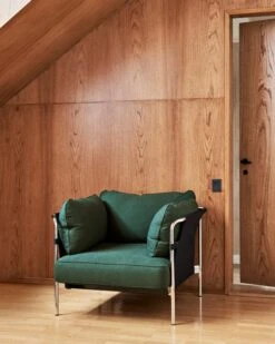 HAY Fauteuil Can, Steelcut 975 - toile Noire - cadre Noir -Hay Magasin CAN 1 Seater Steelcut 975 chrome frame black outer canvas