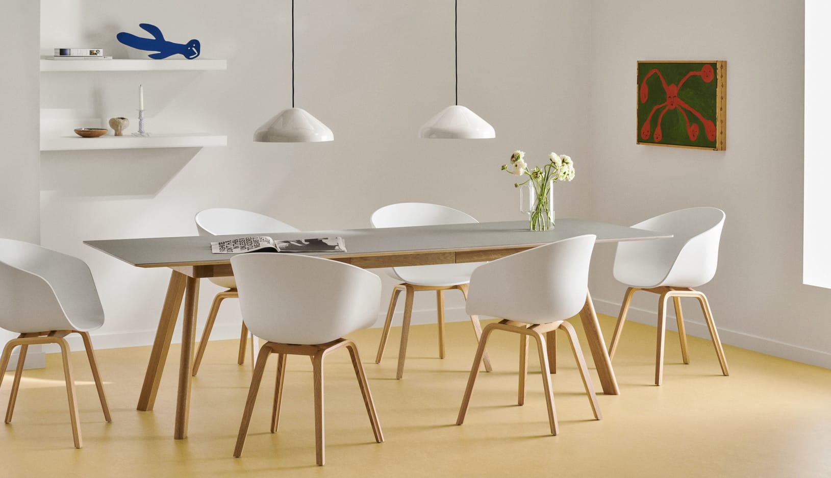 Hay Magasin -Hay Magasin CPH30 Extendable grey lino wb lacquered oak AAC22 white 2.0 shell wb lacquered oak Pao Steel Pendant 350 cream white