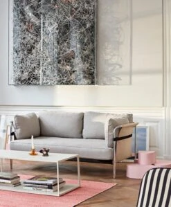 HAY Canapé Can, 3 places, Linara 311 - toile Naturelle - cadre En Ch 8 HAY Canapé Can, 3 places, Linara 311 - toile Naturelle - cadre En Ch -Hay Magasin Can 2 seater Roden 04 natrual canvas chrome base Eiffel Coffee Table Rectangular warm sand Flare amber 1