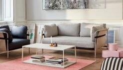 HAY Fauteuil Can, Cuir Noir - toile Naturelle - cadre Noir 5 HAY Fauteuil Can, Cuir Noir - toile Naturelle - cadre Noir -Hay Magasin Can 2 seater Roden 04 natural canvas chrome base Can 1 seater Silk SIL0842 natural canvas chrome base Eiffel Coffee Table Rectangular warm sand Moire Kelim coral