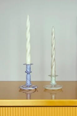 HAY Bougies Long Twist, Lot De 6, Blanc Cassé -Hay Magasin Flare Stripe Milk S green Flare Stripe Milk M blue Candle Soft Twist off white light grey 1