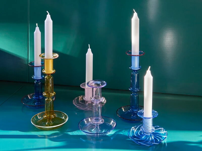 HAY Bougeoir Flare Stripe, Rose - Blanc 4 HAY Bougeoir Flare Stripe, Rose - Blanc – Image 4