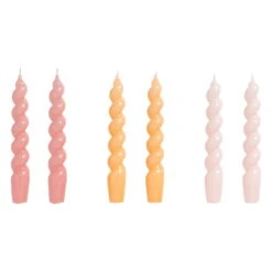 HAY Bougies Spiral, Lot De 6, Rose Foncé - Dark Peach - Rose Clair