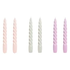 Hay Magasin 18 HAY Bougies Twist, Lot De 6, Rose Clair - gris Clair - lilas