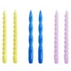 HAY Bougies Long Twist, Lot De 6, Lemonade - Bleu Ciel - Lilas