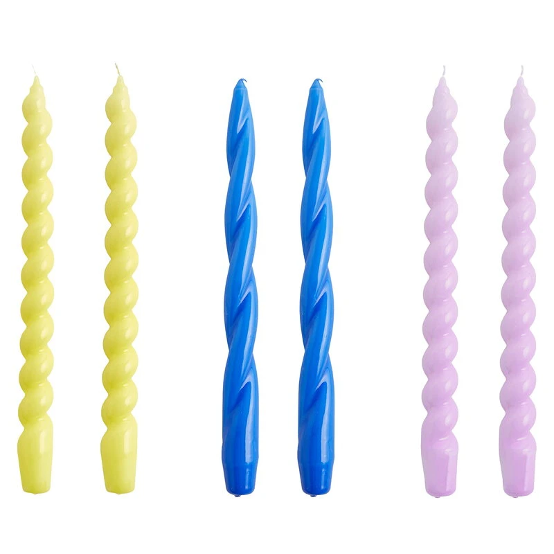 HAY Bougies Long Twist, Lot De 6, Lemonade - Bleu Ciel - Lilas 1 HAY Bougies Long Twist, Lot De 6, Lemonade - Bleu Ciel - Lilas