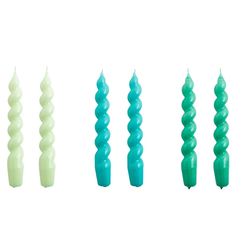 HAY Bougies Spiral, Lot De 6, Menthe - Vert Aqua - Vert 1 HAY Bougies Spiral, Lot De 6, Menthe - Vert Aqua - Vert