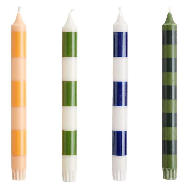 HAY Bougies Stripe, Lot De 4, Vert 1 HAY Bougies Stripe, Lot De 4, Vert