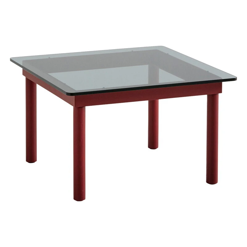 HAY Table Kofi 60 x 60 cm, Chêne Laqué Barn Red - verre Gris 1 HAY Table Kofi 60 x 60 cm, Chêne Laqué Barn Red - verre Gris