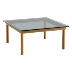 HAY Table Kofi 80 X 80 cm, Chêne Laqué - Verre Gris
