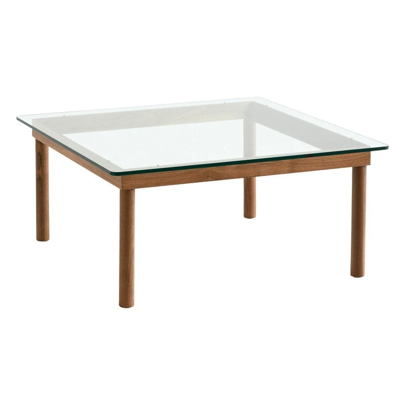 HAY Table Kofi 80 x 80 cm, Noyer Laqué - verre Transparent 1 HAY Table Kofi 80 x 80 cm, Noyer Laqué - verre Transparent