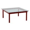HAY Table Kofi 80 x 80 cm, Chêne Laqué Barn Red - verre Gris