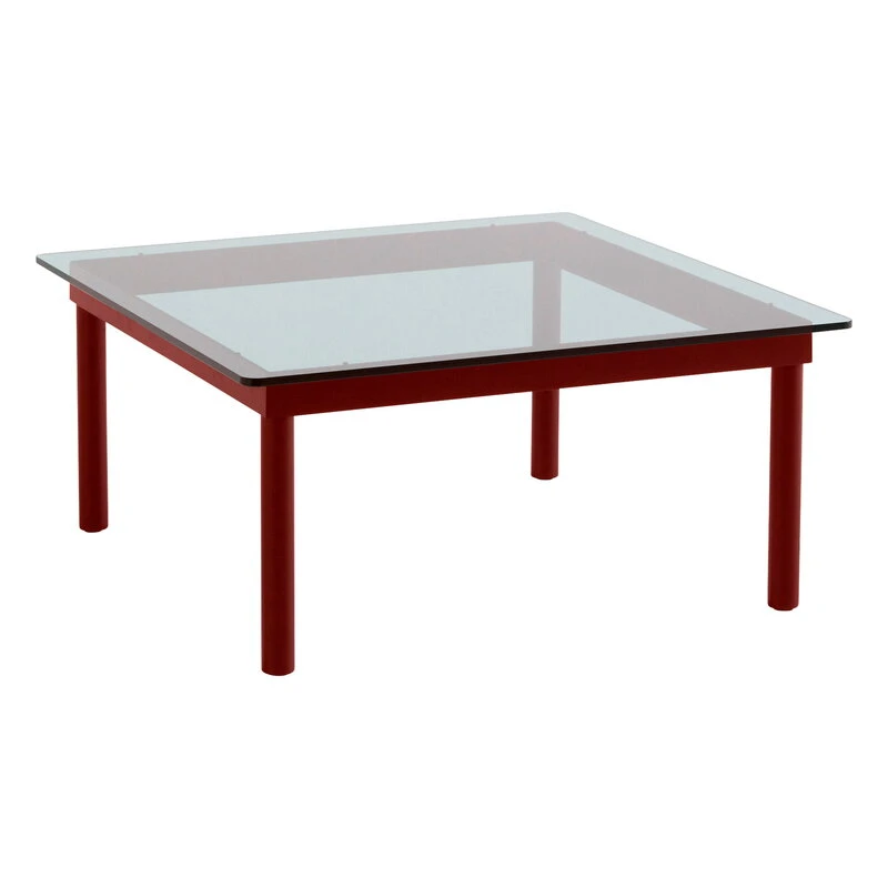 HAY Table Kofi 80 x 80 cm, Chêne Laqué Barn Red - verre Gris 1 HAY Table Kofi 80 x 80 cm, Chêne Laqué Barn Red - verre Gris