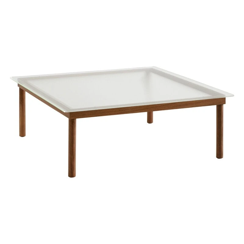HAY Table Kofi 100 X 100 Cm, Noyer Laqué - Verre Strié 1 HAY Table Kofi 100 X 100 Cm, Noyer Laqué - Verre Strié