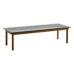HAY Table Kofi 140 X 50 Cm, Noyer Laqué - Verre Gris