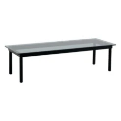 HAY Table Kofi 140 X 50 Cm, Chêne Laqué Noir - Verre Gris