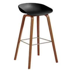 HAY Tabouret About A Stool AAS32 Eco, 75 cm, Noyer Laqué - noir