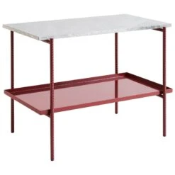 HAY Table D’appoint Rebar 75 x 44 cm, Barn Red - Marbre Gris