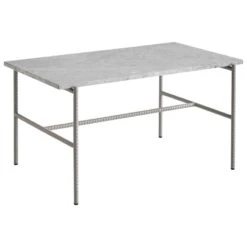 HAY Table Basse Rebar 80 x 49 cm, Gris Fossile - Marbre Gris